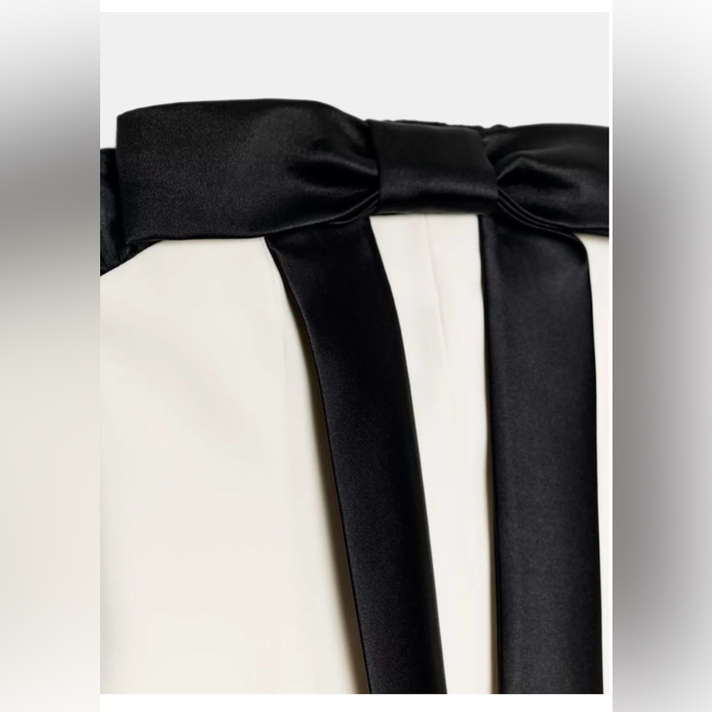 Zara Strapless Black and White Mini Dress🎀🤍🖤 - Picture 6 of 9